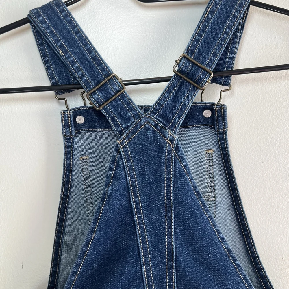 Justice Girls Overall Jumper Denim Blue Size 10 Slim Skinny Stretch Fringe Hem